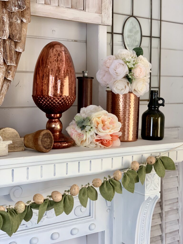 felt leaf garland on mantel