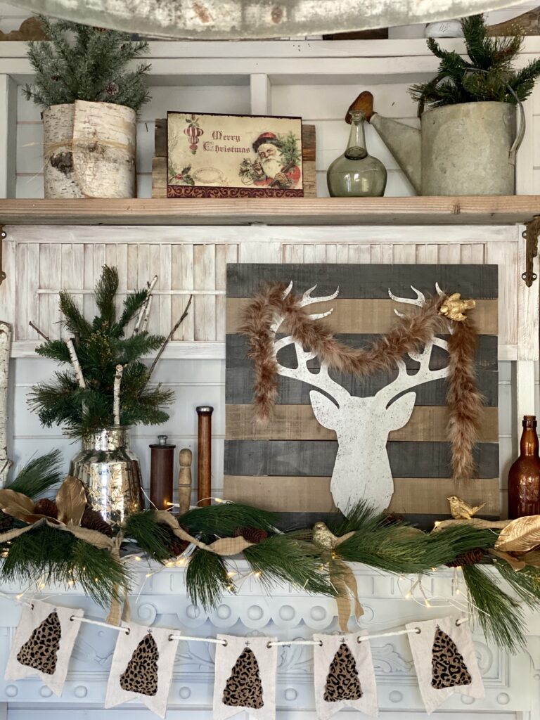 Christmas She shed neutral Mantel Decor