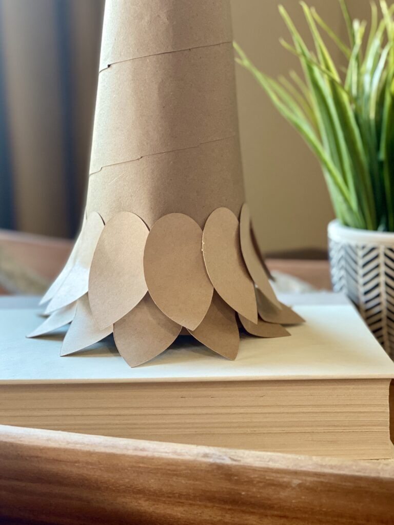 DIY Cone Christmas Tree Tutorial with paper leaves