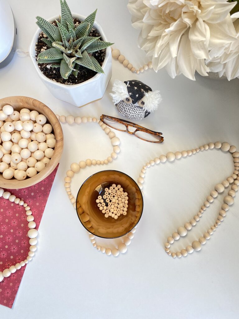 DIY Beaded Garland made with wood beads