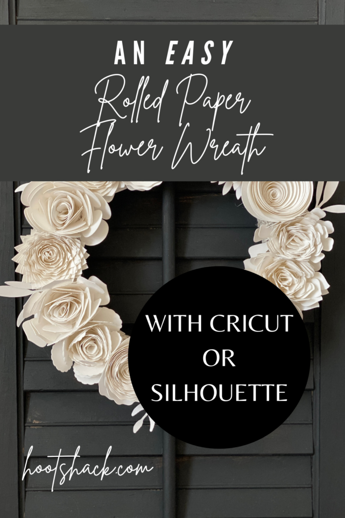 rolled paper flower wreath made with Cricut or Silhouette
Cricut wreath
cricut paper wreath