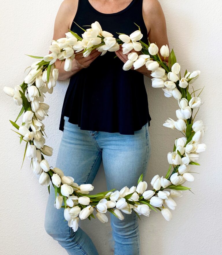 white tulip floral wreath DIY