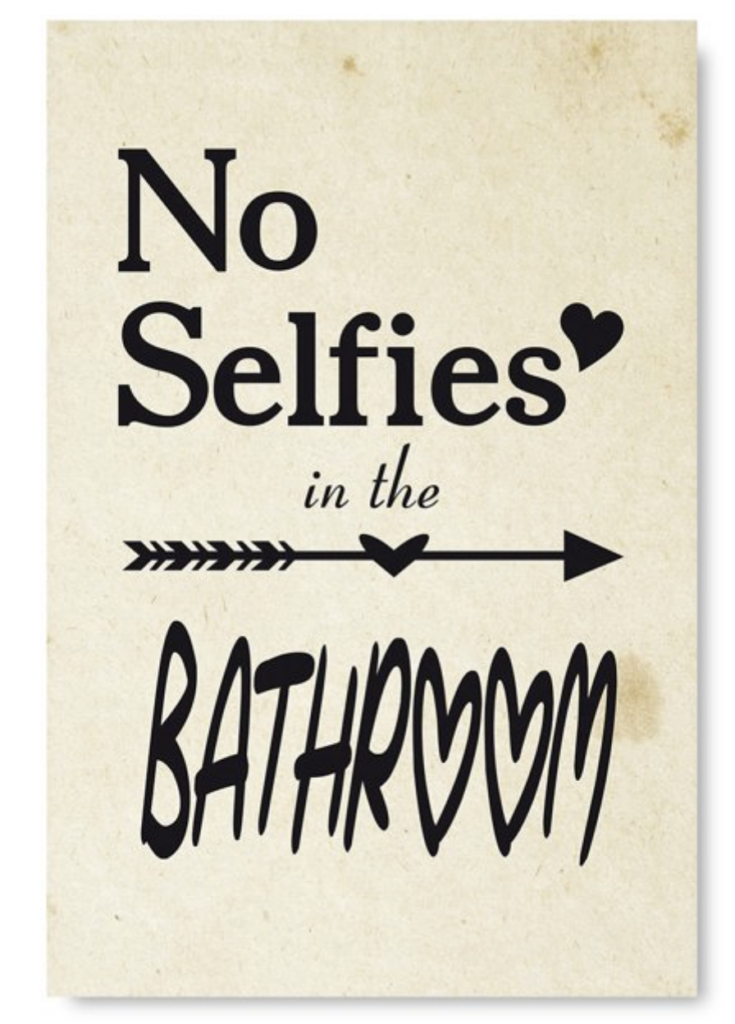 No selfies in the bathroom wall art