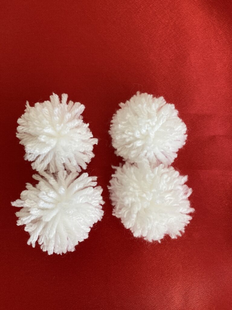 before and after fluffing pom poms