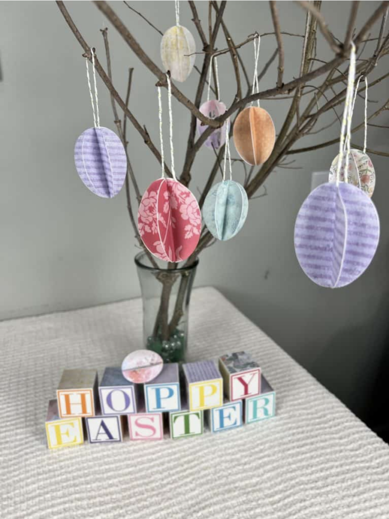 Easter Cricut Ideas Paper Egg Ornaments on a tree