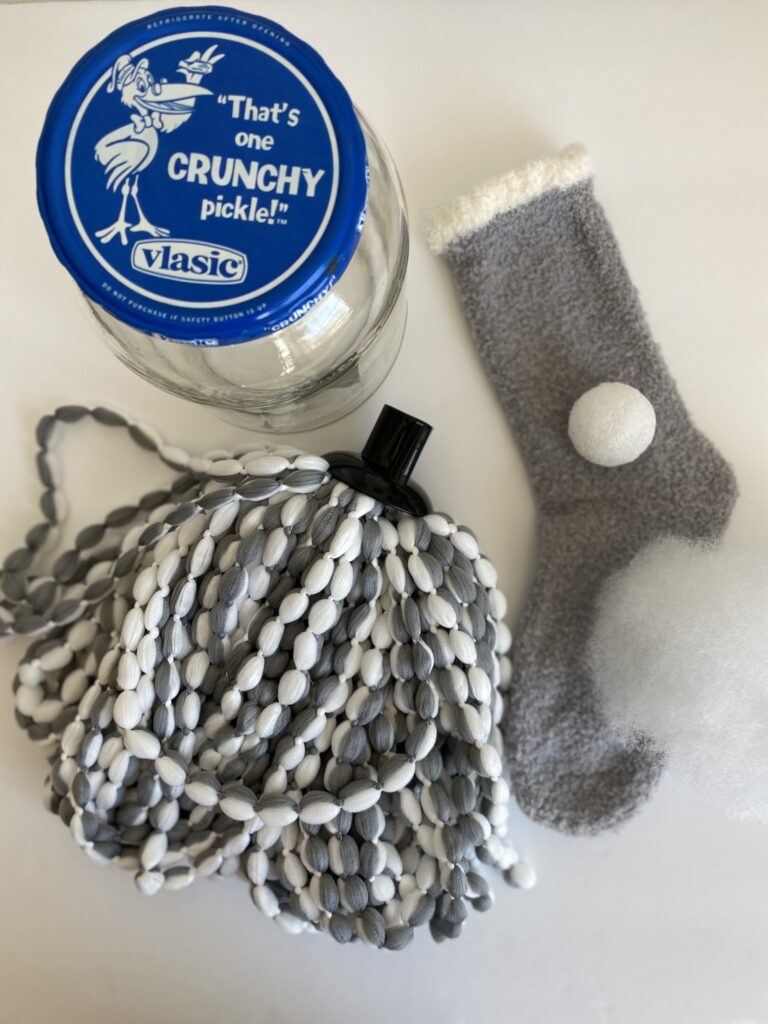 Supplies for DIY mop head gnome
