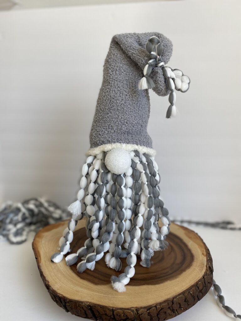 mop head gnome DIY gray and white