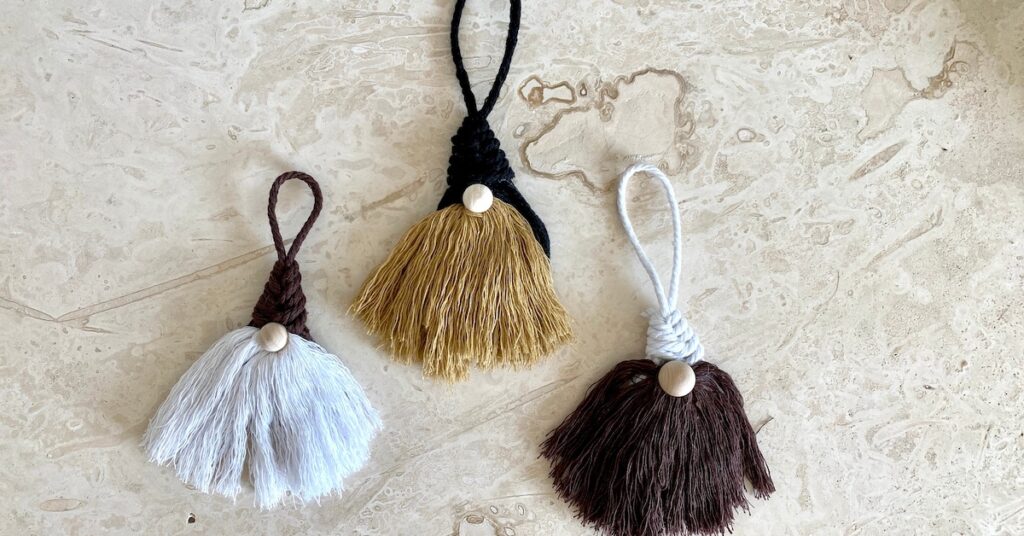 Macrame Gnomes Christmas ornaments in three colors