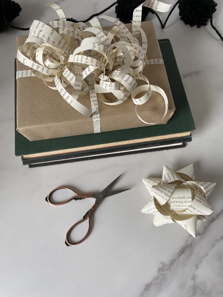paper bows made with book pages