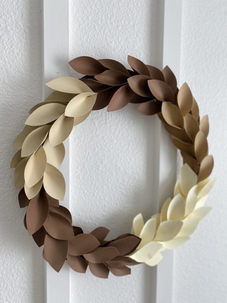 DIY Paper Leaf Wreath made with Cricut