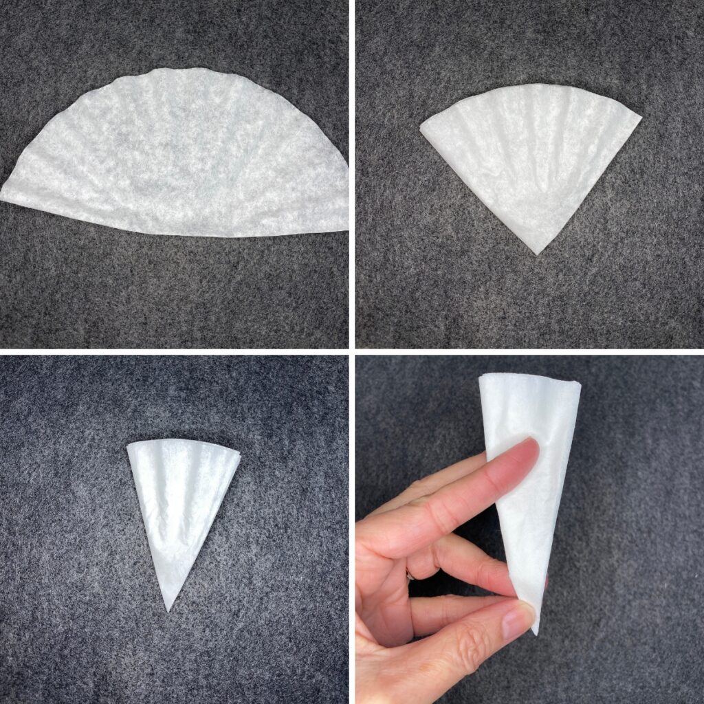 How to make coffee filter flowers steps 1 - 4 folding the filters