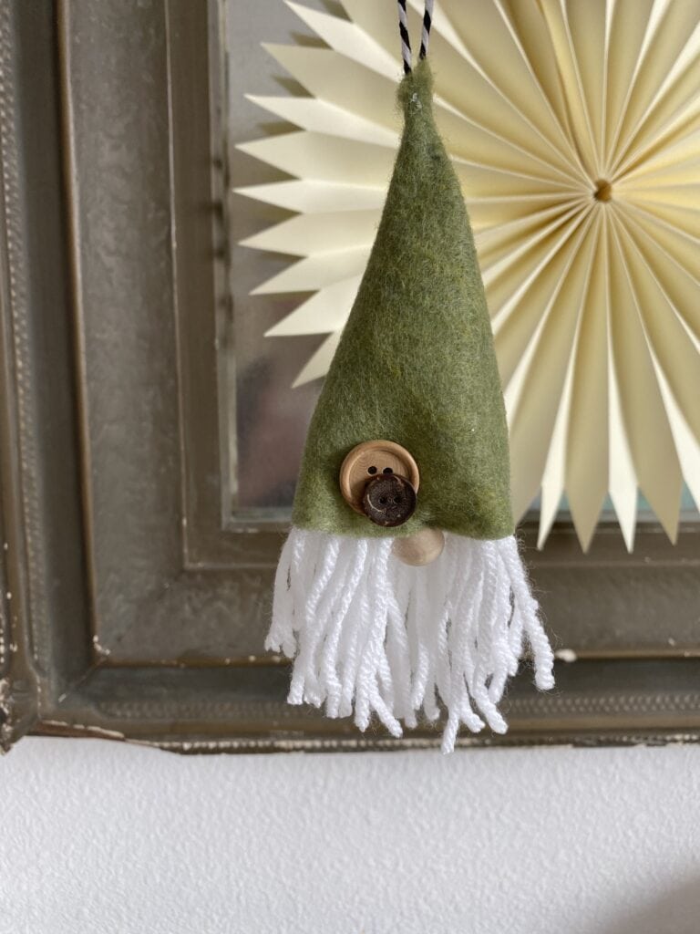 gnome ornament with a felt gnome hat