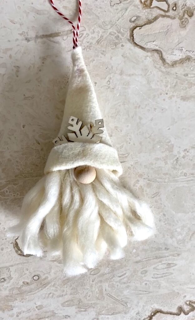Gnome ornament with a felt hat