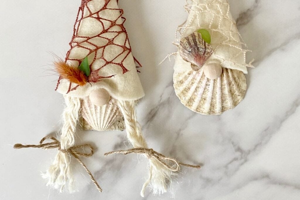 Beach Gnomes Ornaments made with seashells