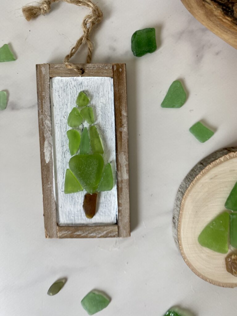 DIY Christmas tree ornament made with sea glass