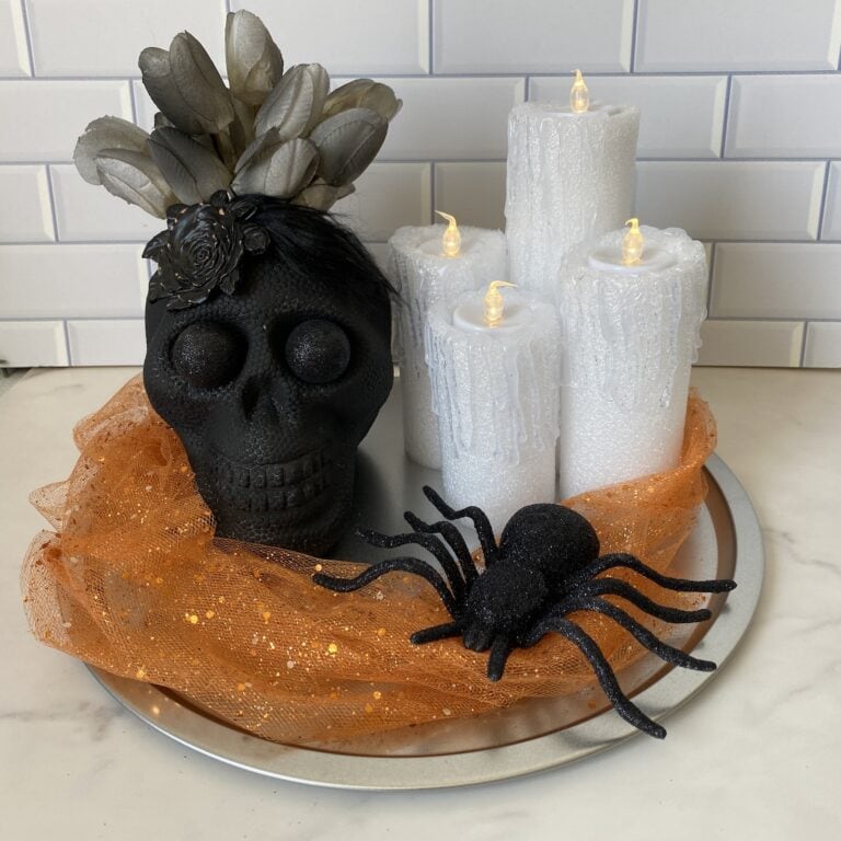 DIY Pool Noodle Candles with other halloween decorations