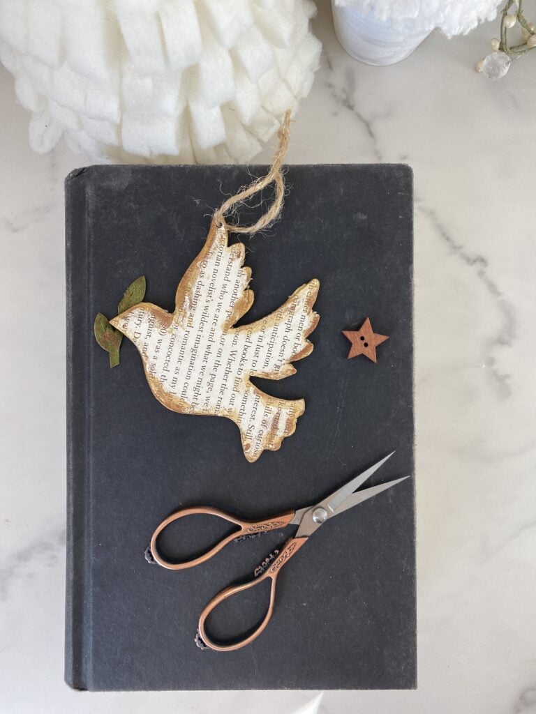 Dove Book Page Ornament