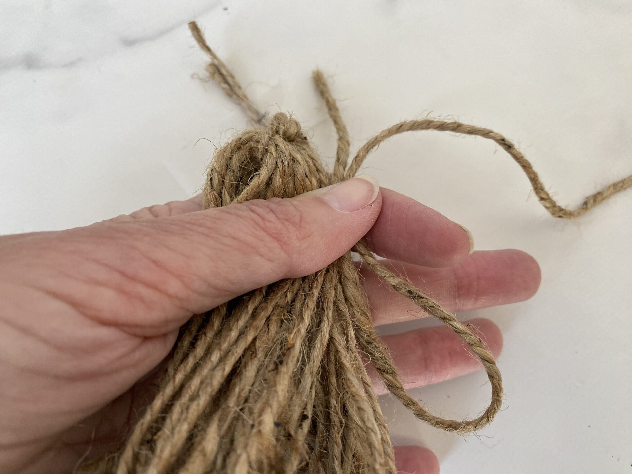 making a tassel with jute twine